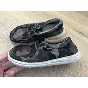 Hey Dude Wally Linen Camo Shoes Size K12 12